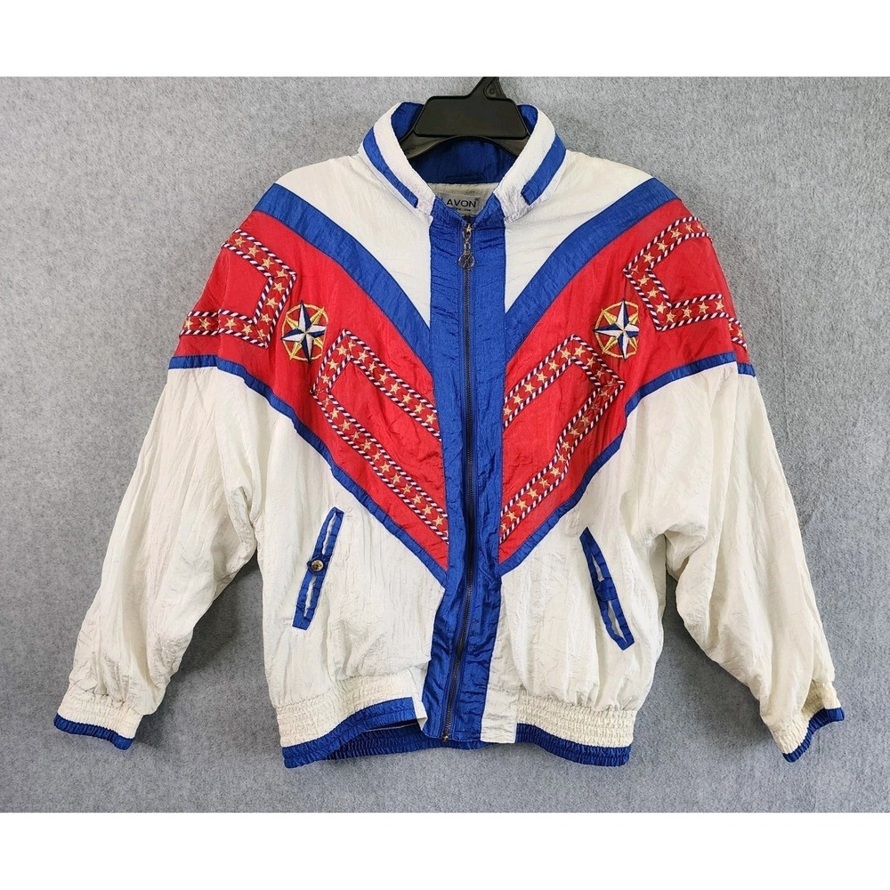 Vintage Lavon Track Suit Jacket Windbreaker Patriotic Nautical Womens Medium